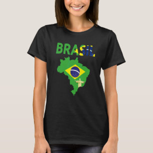 Brazilian Flag Idea For Men & Brasil Country Map F T-Shirt