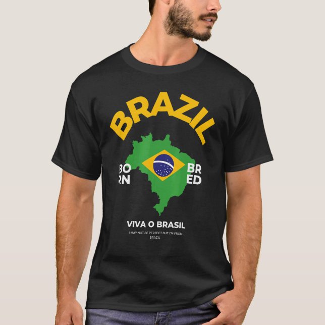 Brazilian Flag Idea For Men & Brazilian Map Flag H T-Shirt (Front)
