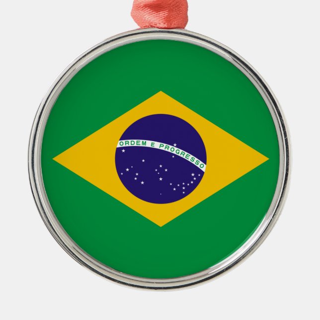 Brazilian flag metal tree decoration (Front)