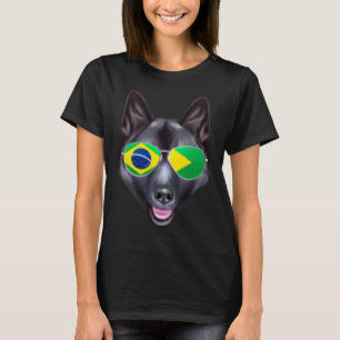 Brazilian Flag Norwegian Elkhound Dog Brazil Pocke T-Shirt