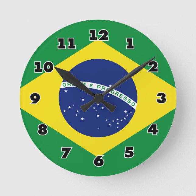 Brazilian flag of Brazil custom round wall clock (Front)
