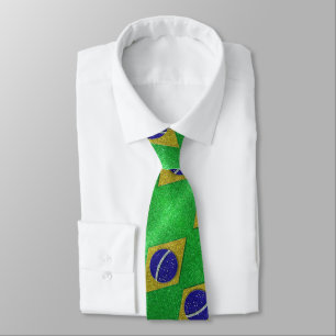 Brazilian Flag of Brazil Glitter Professional Boss Tie