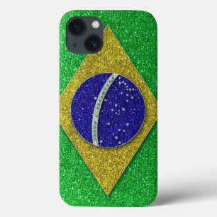 Brazilian Flag of Brazil Glitter Trendy Stylish iPhone 13 Case