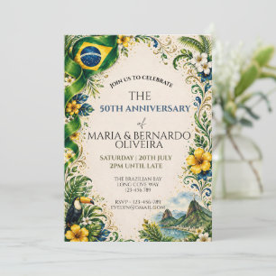 Brazilian Flag Rio de Janeiro Vintage Floral Invitation