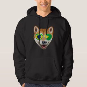 Brazilian Flag Shiba Inu Dog Brazil Pocket Hoodie