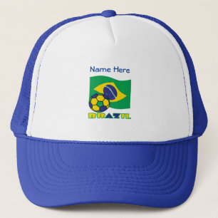Brazilian Flag Soccer Ball Blue Personalisation Trucker Hat