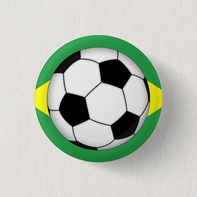 Brazilian Flag Soccer Ball Pin-Back Button Badges (Front)