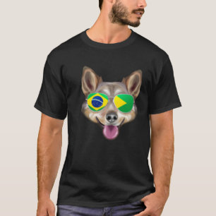 Brazilian Flag Swedish Vallhund Dog Brazil Pocket T-Shirt