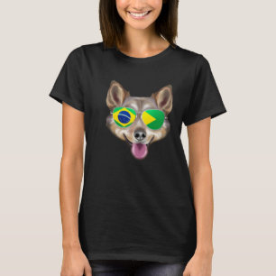 Brazilian Flag Swedish Vallhund Dog Brazil Pocket T-Shirt