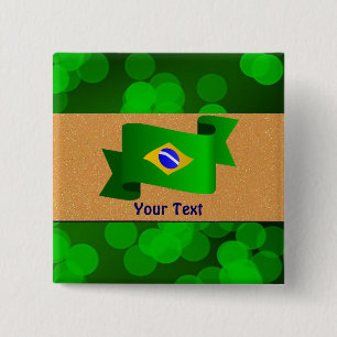 Brazilian Flag template 15 Cm Square Badge