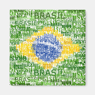 Brazilian Flag - Textual Brasil Magnet