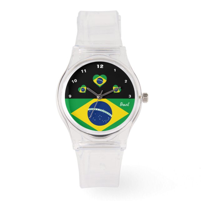 Brazilian Flag watch, Hearts, Brazil /sports Watch (Front)