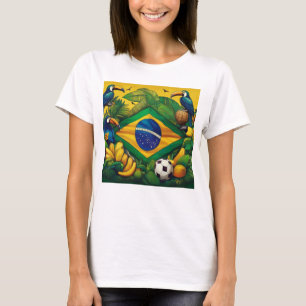 Brazilian Flag with Toucans and Tropical Elements T-Shirt