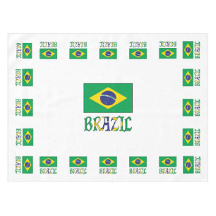 Brazilian Flag with Word Brazil Tablecloth