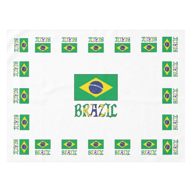 Brazilian Flag with Word Brazil Tablecloth (Front (Horizontal))