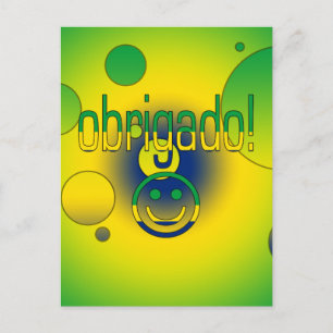 Brazilian Gifts Thank You / Obrigado Face Postcard