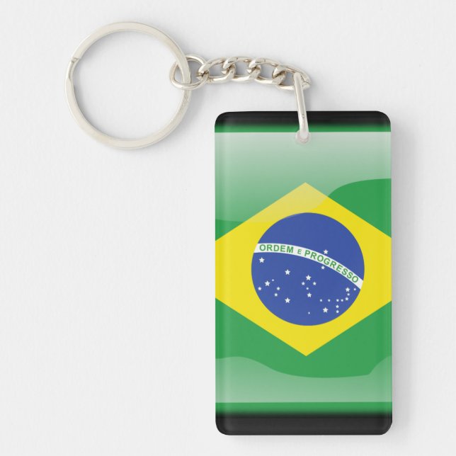 Brazilian glossy flag key ring (Front)