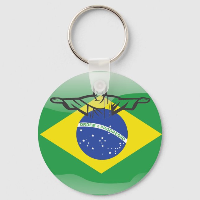 Brazilian glossy flag key ring (Front)