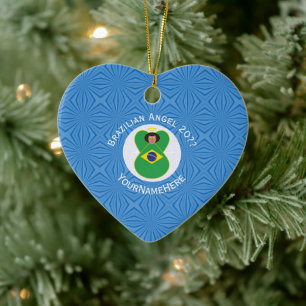 Brazilian Hanukkah Angel Flag Personalised Ceramic Tree Decoration