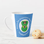 Brazilian Hanukkah Angel Flag Personalised Latte Mug<br><div class="desc">Add your name to a latte mug to personalise, or someone else's for a gift on this Brazilian flag angel for Hanukkah. Background is a white circle of squiggly squares on a background of blue squiggly squares. Change the year to the one you need. Designed to brighten your Hanukkah decor...</div>