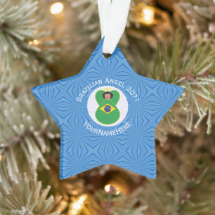 Brazilian Hanukkah Angel Flag Personalised Ornament