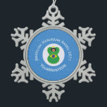 Brazilian Hanukkah Angel Flag Personalised  Snowflake Pewter Christmas Ornament<br><div class="desc">Add your name to personalise, or someone else's for a gift on this Brazilian flag angel for Hanukkah. Background is a white circle of squiggly squares on a background of blue squiggly squares. Change the year to the one you need. Designed to brighten your Hanukkah decor for this holiday season....</div>