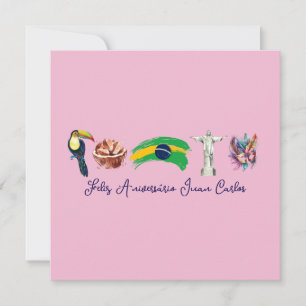 Brazilian Happy Birthday Card, Feliz Aniversário Thank You Card