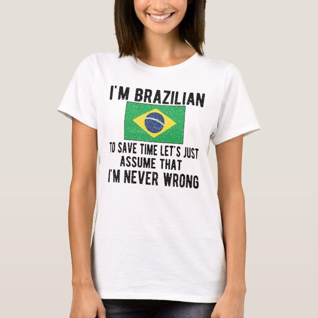 Brazilian Heritage Brazil Roots Brazilian Flag T-Shirt (Front)
