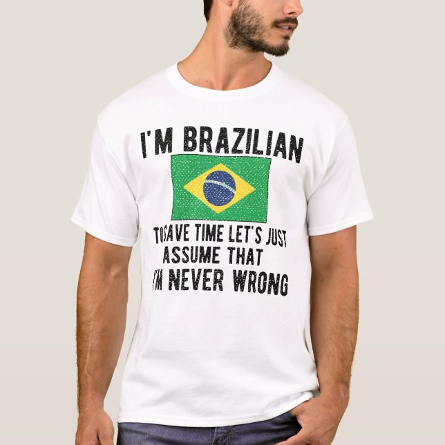 Brazilian Heritage Brazil Roots Brazilian Flag T-Shirt (Front)