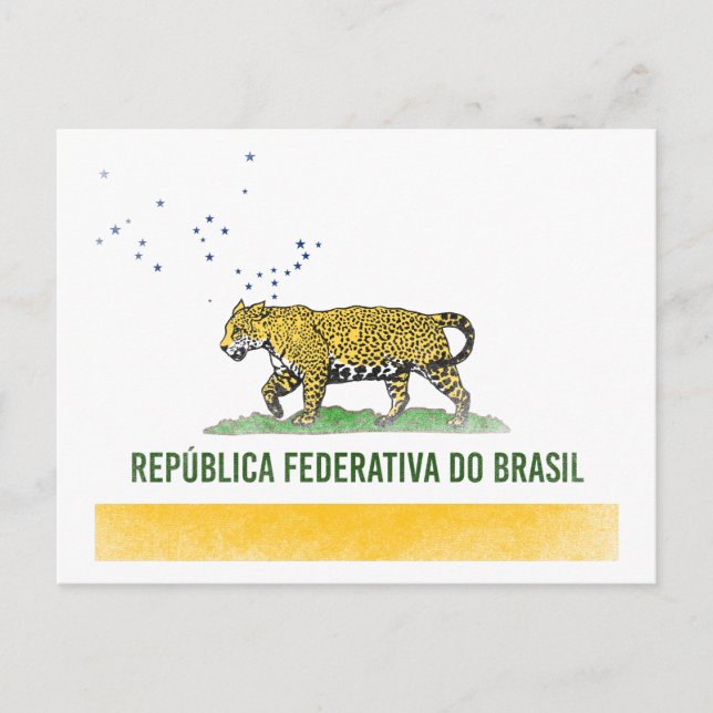 Brazilian Jaguar - Brazil California Flag Combined Postcard (Front)