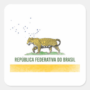 Brazilian Jaguar - Brazil California Flag Combined Square Sticker