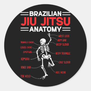 Brazilian Jiu Jitsu Anatomy Skeleton Funny Mix Classic Round Sticker