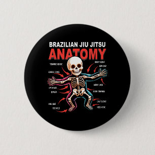 Brazilian Jiu Jitsu Anatomy Skeleton Moves Kimura 6 Cm Round Badge