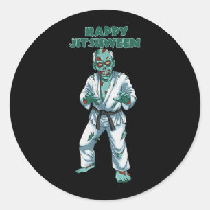 Brazilian Jiu Jitsu and BJJ Halloween Zombie Classic Round Sticker