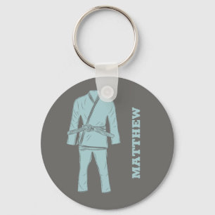 Brazilian Jiu Jitsu BJJ Gi Gray Personalized Key Ring