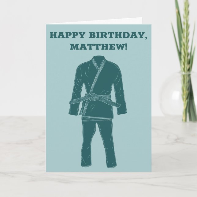 Brazilian Jiu Jitsu BJJ Gi Personalised Birthday Card (Front)