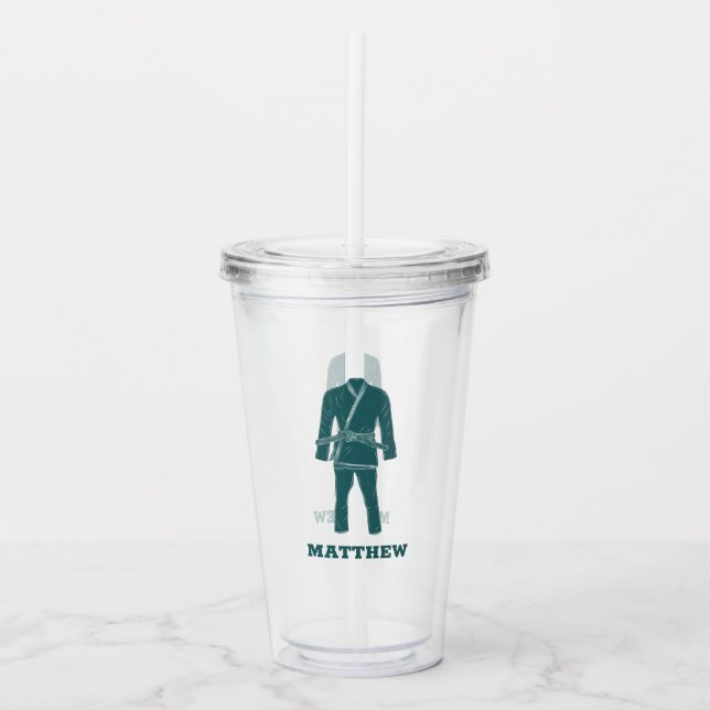 Brazilian Jiu Jitsu BJJ Gi Uniform Personalised Acrylic Tumbler (Front)