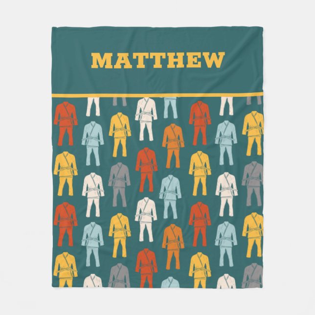 Brazilian Jiu Jitsu BJJ Gi Uniform Personalised Fleece Blanket (Front)