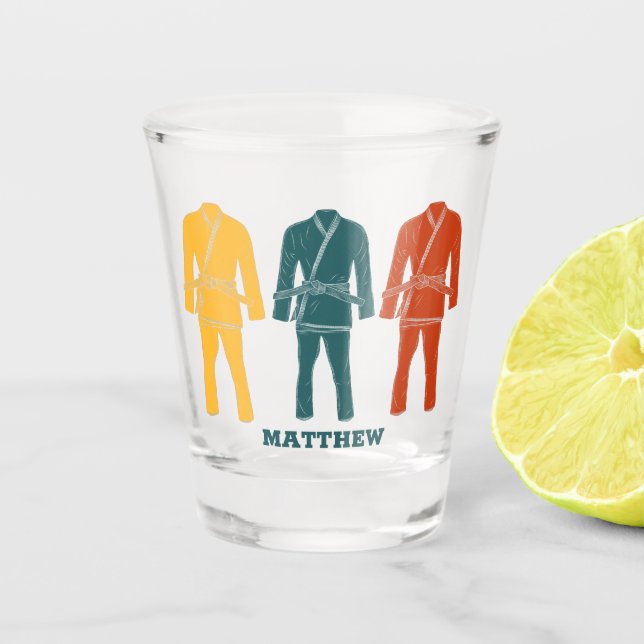 Brazilian Jiu Jitsu BJJ Gi Uniform Personalised Shot Glass (Front)