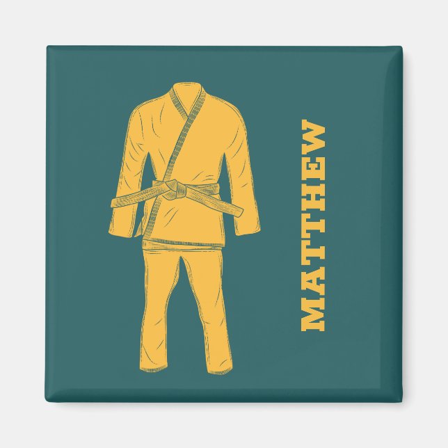 Brazilian Jiu Jitsu BJJ Gi Uniform Personalized Magnet (Front)