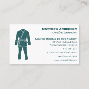 Brazilian Jiu Jitsu BJJ Schoool Instructor Teal Business Card