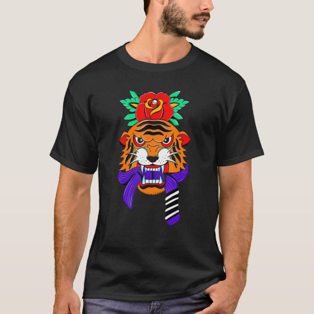 Brazilian Jiu jitsu BJJ Tiger purple belt T-Shirt (Front)