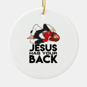 Brazilian Jiu Jitsu Christian Jesus Has Your Back Ceramic Tree Decoration