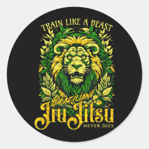 Brazilian Jiu Jitsu __ Cool MMA Fighter Lion le Classic Round Sticker