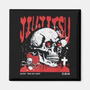 Brazilian Jiu Jitsu __ Cool MMA Fighter Skull Magnet