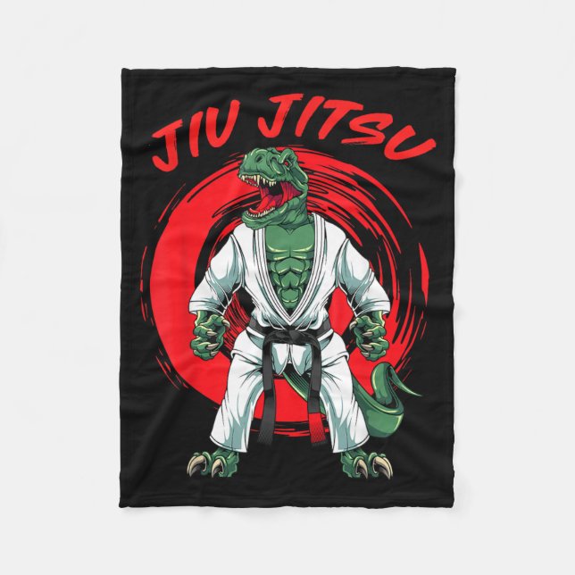 Brazilian Jiu Jitsu Dinosaur Fleece Blanket (Front)