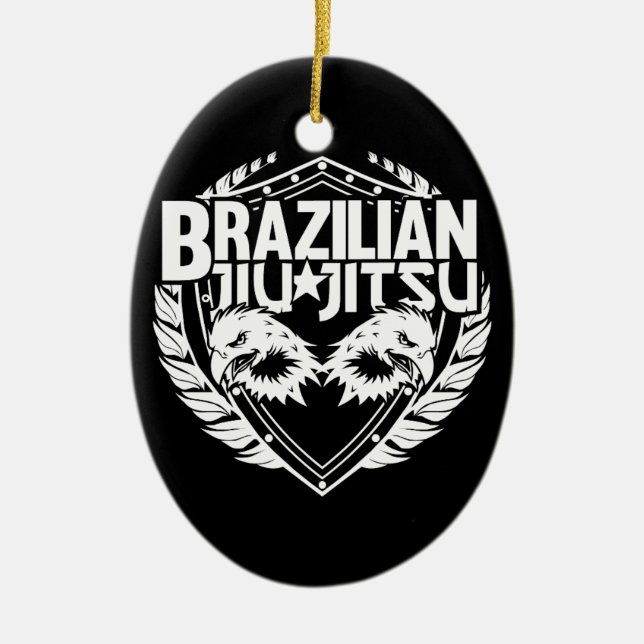 Brazilian Jiu Jitsu Emblem Ceramic Tree Decoration (Front)