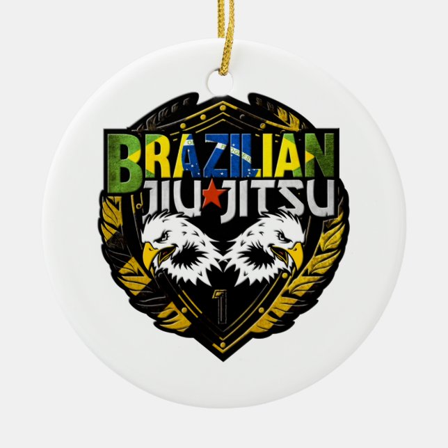Brazilian Jiu Jitsu Emblem Ceramic Tree Decoration (Front)