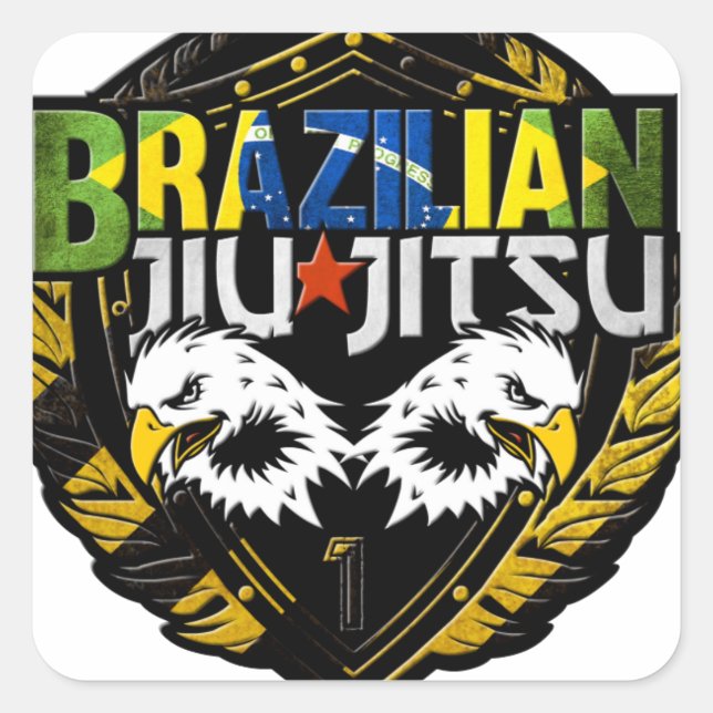 Brazilian Jiu Jitsu Emblem Square Sticker (Front)