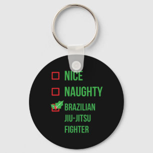 Brazilian Jiu-jitsu Fighter Funny Pajama Christmas Key Ring